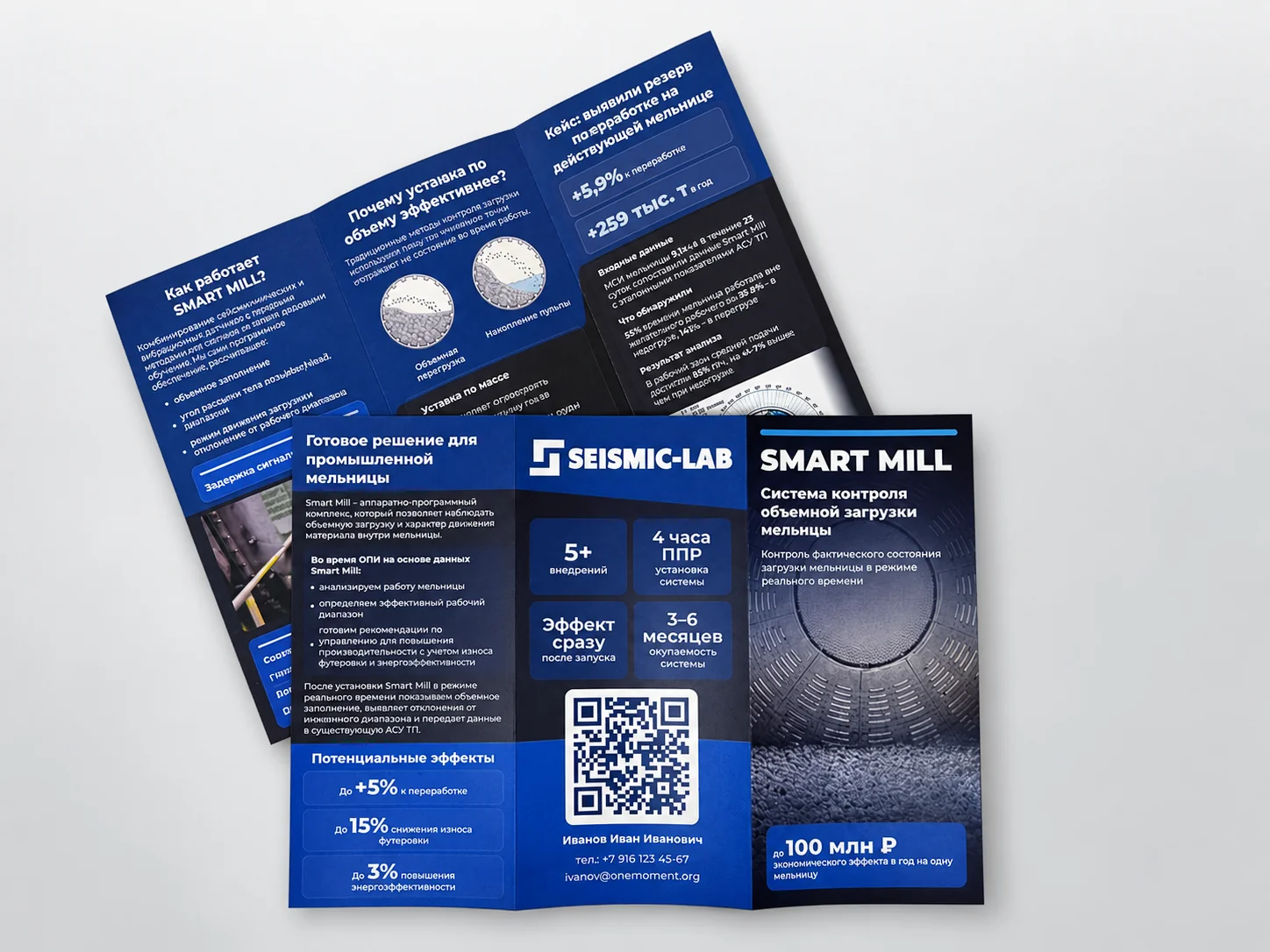 Раскрытый и сложенный евробуклет SMART MILL для Seismic-lab